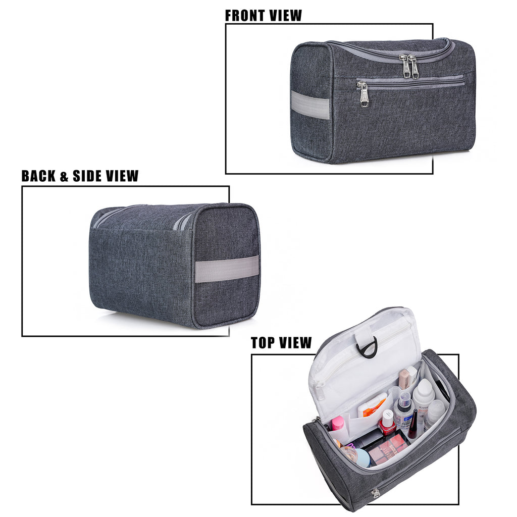 Travel Bag -Toiletry Organizer, Cosmetics Pouch for Men & Women - Premium Grey