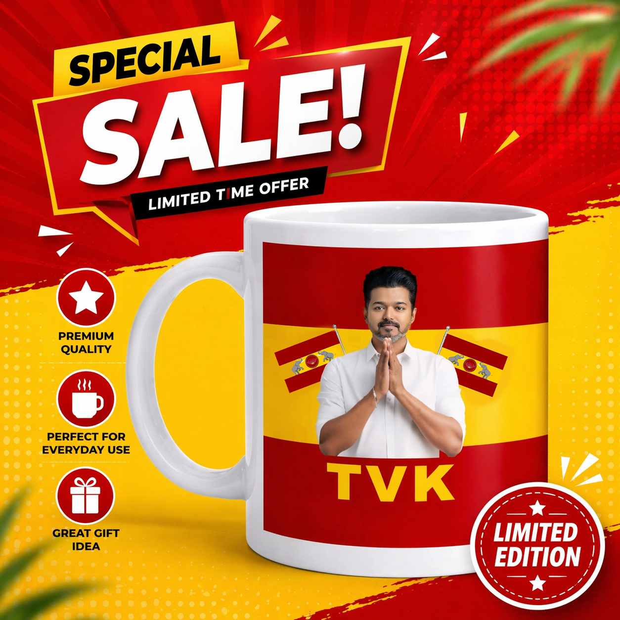 TVK Vijay Printed Coffee Mug